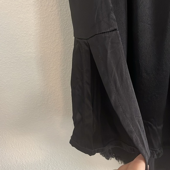 Revolve Faithfull The Brand Dream Top Black Satin Fringe Size 4 - Picture 5 of 8